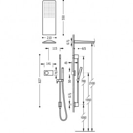 Електронна душова система прихованого монтажу Tres Shower Technology з термостатом хром/чорний 09288582