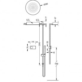 Електронна душова система прихованого монтажу Tres Shower Technology з термостатом хром/чорний 09288565