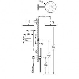Электронная душевая система скрытого монтажа Tres Shower Technology с термостатом черный матовый/черный 09288558NM