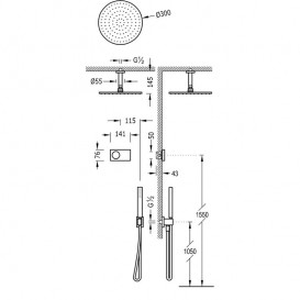 Электронная душевая система скрытого монтажа Tres Shower Technology с термостатом сталь/белый 09286567AC