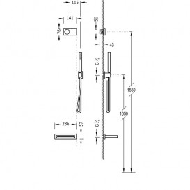 Электронная душевая система скрытого монтажа Tres Shower Technology с термостатом и каскадным изливом белый матовый/белый 09286556BM