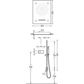 Електронна душова система прихованого монтажу Tres Shower Technology хромотерапія з термостатом і штангою хром/білий 09286301
