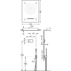 Электронная душевая система скрытого монтажа Tres Shower Technology хромотерапия с термостатом хром/белый 09286302