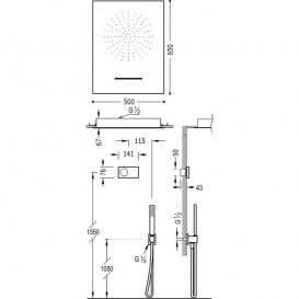 Электронная душевая система скрытого монтажа Tres Shower Technology с термостатом хром/белый 09286304