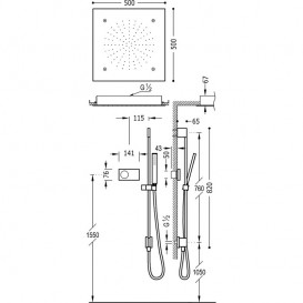 Електронна душова система прихованого монтажу Tres Shower Technology з термостатом і штангою хром/білий 09286305