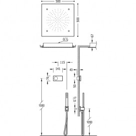 Електронна душова система прихованого монтажу Tres Shower Technology з термостатом хром/чорний 09288306