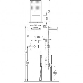 Электронная душевая система скрытого монтажа Tres Shower Technology с термостатом черный матовый/черный 09288308NM