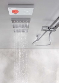 Электронная душевая система скрытого монтажа Tres Shower Technology с термостатом и боковыми форсунками хром/белый 09286309