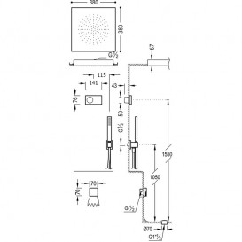Електронна душова система прихованого монтажу Tres Shower Technology з термостатом і наповнювальним клапаном хром/білий 09286317