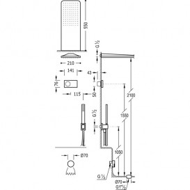 Электронная душевая система скрытого монтажа Tres Shower Technology с термостатом хром/черный 09288321