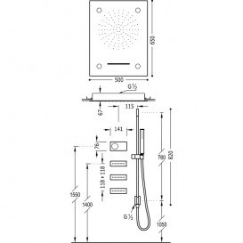 Електронна душова система прихованого монтажу Tres Shower Technology хромотерапія з термостатом хром/білий 09286401