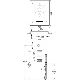 Електронна душова система прихованого монтажу Tres Shower Technology хромотерапія з термостатом хром/білий 09286402