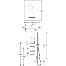 Электронная душевая система скрытого монтажа Tres Shower Technology с термостатом и штангой сталь/черный 09288403AC