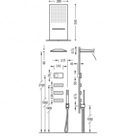 Электронная душевая система скрытого монтажа Tres Shower Technology с термостатом хром/черный 09288408
