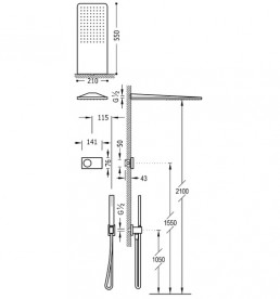 Электронная душевая система Tres Shower Technology с термостатом сталь 09288554AC