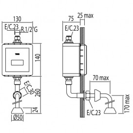Электронный кран для писсуара Tres Trestronic хром 112207