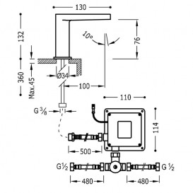 Електронний змішувач для раковини Tres Trestronic з інфрачервоним датчиком хром 20560302