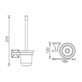 Йоржик для унітазу Devit Classic з настінним тримачем латунь хром/скло матове 6060151