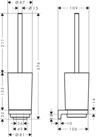 Ершик для унитаза Hansgrohe AddStoris S настенный металл/стекло матовый черный хром 41782340