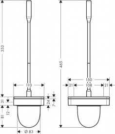 Ершик для унитаза Hansgrohe Axor Universal Softsquare металл/стекло матовый черный 42835670