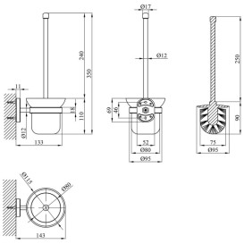 Йоршик для унітазу Kroner KRM Elbe-ACG2910 з тримачем білий/хром CV022870