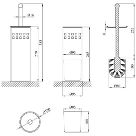 Йоршик для унітазу Kroner KRM Rizze-ACC321-1 хром підлоговий CV022909