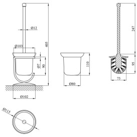 Ершик для унитаза Kroner KRM Rizze-ACG322 напольный хром/белый CV022910