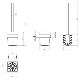 Йоршик для унітазу Kroner KRP Edelstahl Kubus-SCH3910 із тримачем білий/чорний CV025649