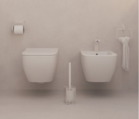 Єршик для унітазу Sonia Luce підлоговий латунь/акрилове скло білий 182756