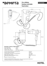 Фен с держателем Bemeta Hotel белый глянец 945233066