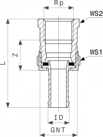 Фитинг елочка для присоединения шланга Viega 1841 ⅜х½ латунь 145026