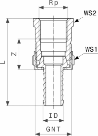 Фитинг елочка для присоединения шланга Viega 1842 ½х¾ латунь 121013