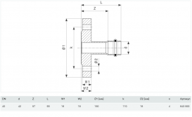 Фланцевый переход Viega Prestabo 1159 42 (DN40) нелегированная сталь 643553
