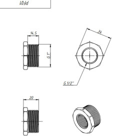 Футорка Fado Fitt Brass 1''х½'' латунь PF01B