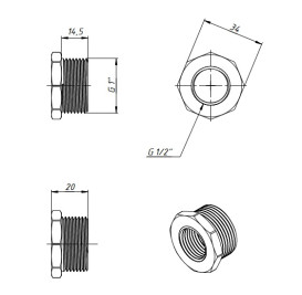 Футорка Fado Fitt Chrome 1''х½'' латунь хром PF01C