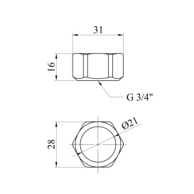 Гайка для настінного змішувача Kroner KRM C929 латунь хром CV008586