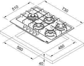 Газовая варочная поверхность Franke Maris FHMA 755 4G DCL XS C нержавеющая сталь полированная 106.0554.382