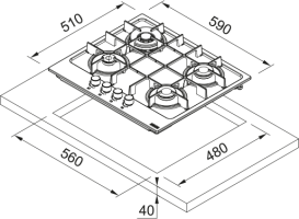 Газовая варочная поверхность Franke Maris FHMA 604 3G DC XS C нержавеющая сталь полированная 106.0554.404