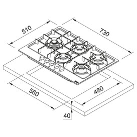 Газовая варочная поверхность Franke Maris FHMA 755 4G DCL MB C фрагранит черный матовый 106.0670.114