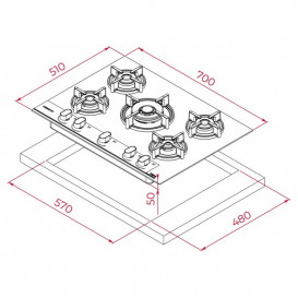 Газовая варочная поверхность Teka GBC 64 BM закаленное стекло черный матовый 112570217