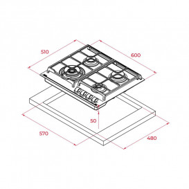 Газовая варочная поверхность Teka GBC 64100 KB белое стекло 112580036