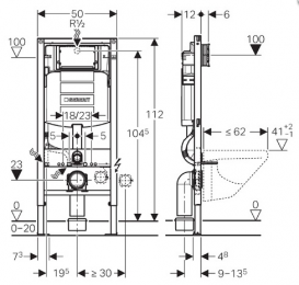 Система инсталляции для подвесного унитаза Geberit Duofix 2в1 50х112х12 111.300.00.5