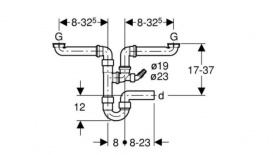 Geberit Сифон на 2 сливных отверстия  ПП  d 40 мм 152.886.11.1