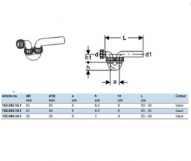 Geberit Сифон проходной для горизонтальных трубопроводов  черный 152.040.16.1