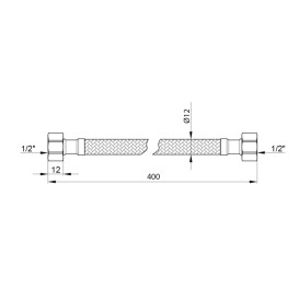 Гнучка підводка для підключення води Kroner KRM-40ВВ ½х½ ВВ 40 см нейлонова оплетка CV023651