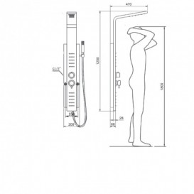 Гидромассажная панель для душа Dusel нержавеющая сталь хром DU7877A-00