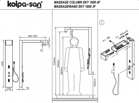 Гидромассажная панель для душа Kolpa San Sky 1600 3f Kerrock андезит 927680