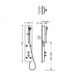 Гідромасажна панель для душу Tres Lex-D анодироване покриття 193223