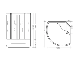 Гидромассажный бокс Miracle 100х100 см профиль сатин/стекло серое F7-5/Rz