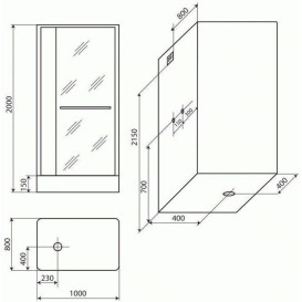 Гидромассажный бокс Miracle 100х80 см профиль черный/стекло прозрачное NA112-3A